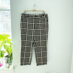 NEW Banana Republic Black & Tan Stripe Hampton Cropped Trouser Pants Size 10